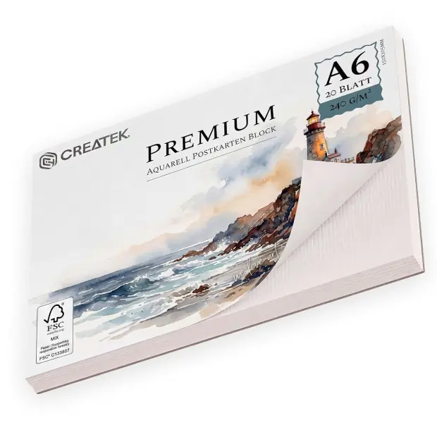 Aquarell-Postkartenblock A6 von CreaTek